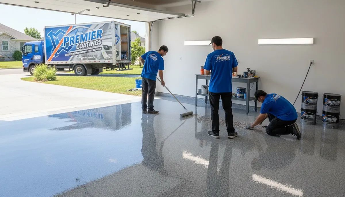 Epoxy garage floor coating in Lexington, MA providing durable, salt-resistant finish by local painters