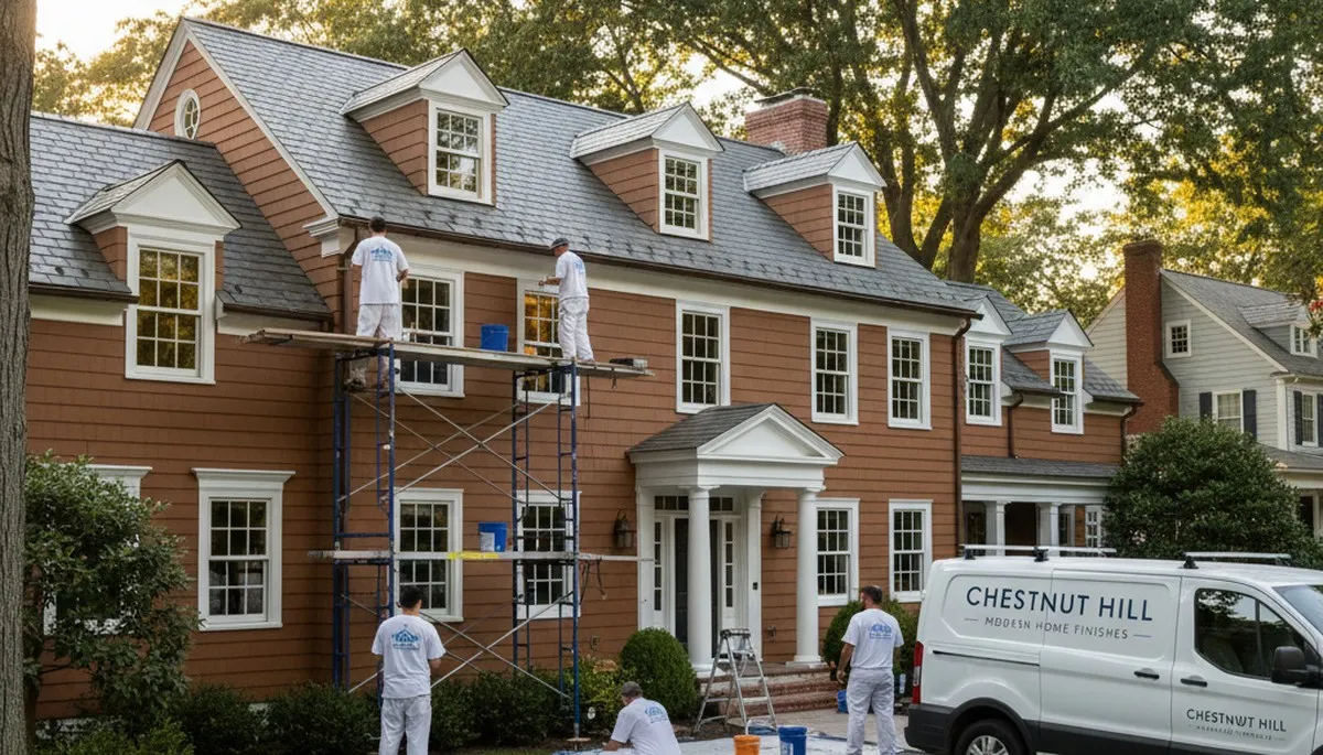 Professional house painters in Lexington MA painting residential exterior siding and trim