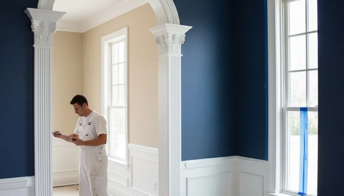 Professional interior trim painting with crisp lines highlighting Lexington, MA home details