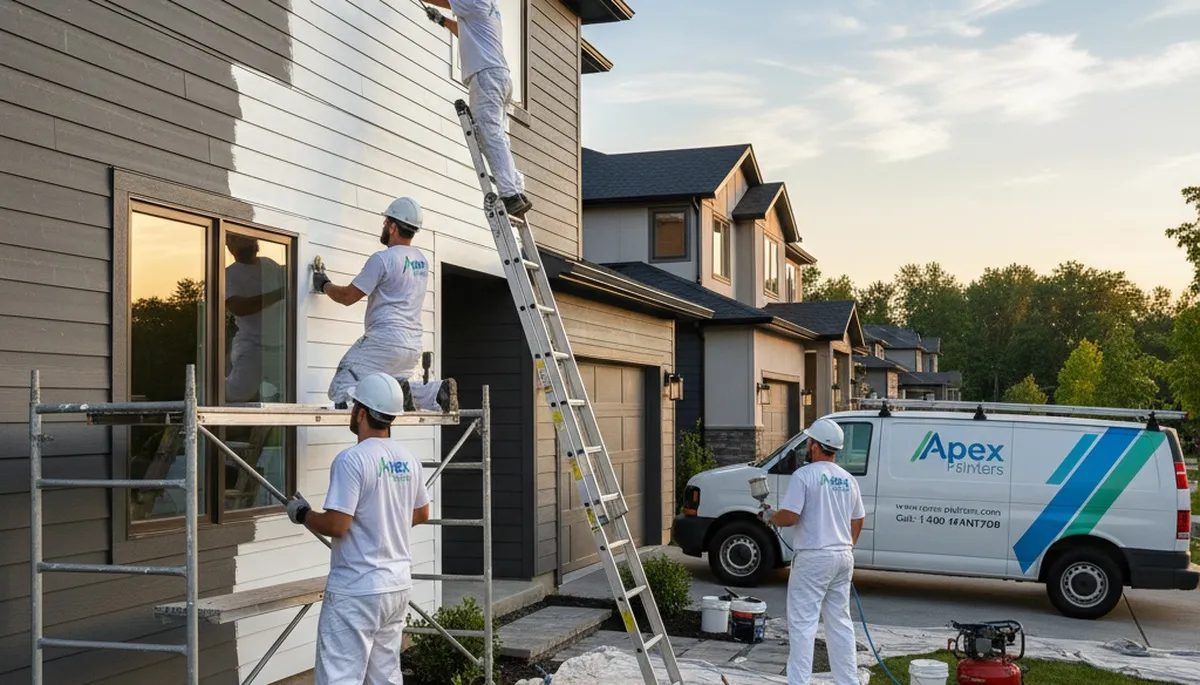 Professional siding painting on a Lexington, MA home by local expert house painters